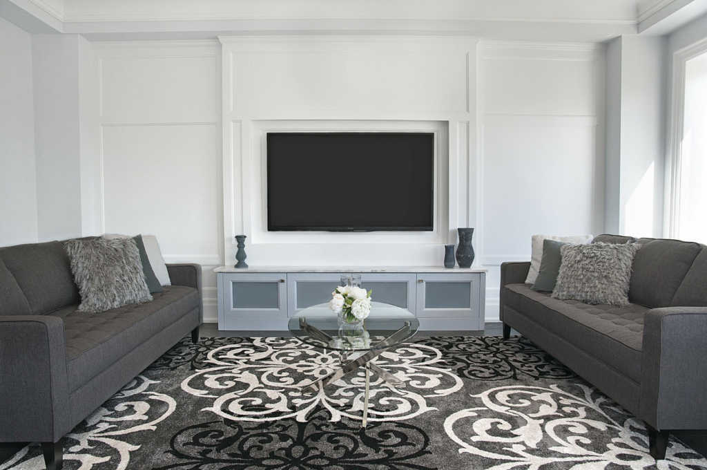 Custom living room with built in TV design